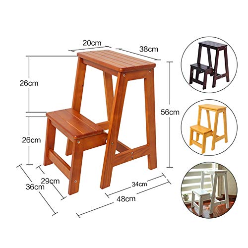 Escabeau en bois massif pliable - Chaise-échelle de bibliothèque robuste - 3