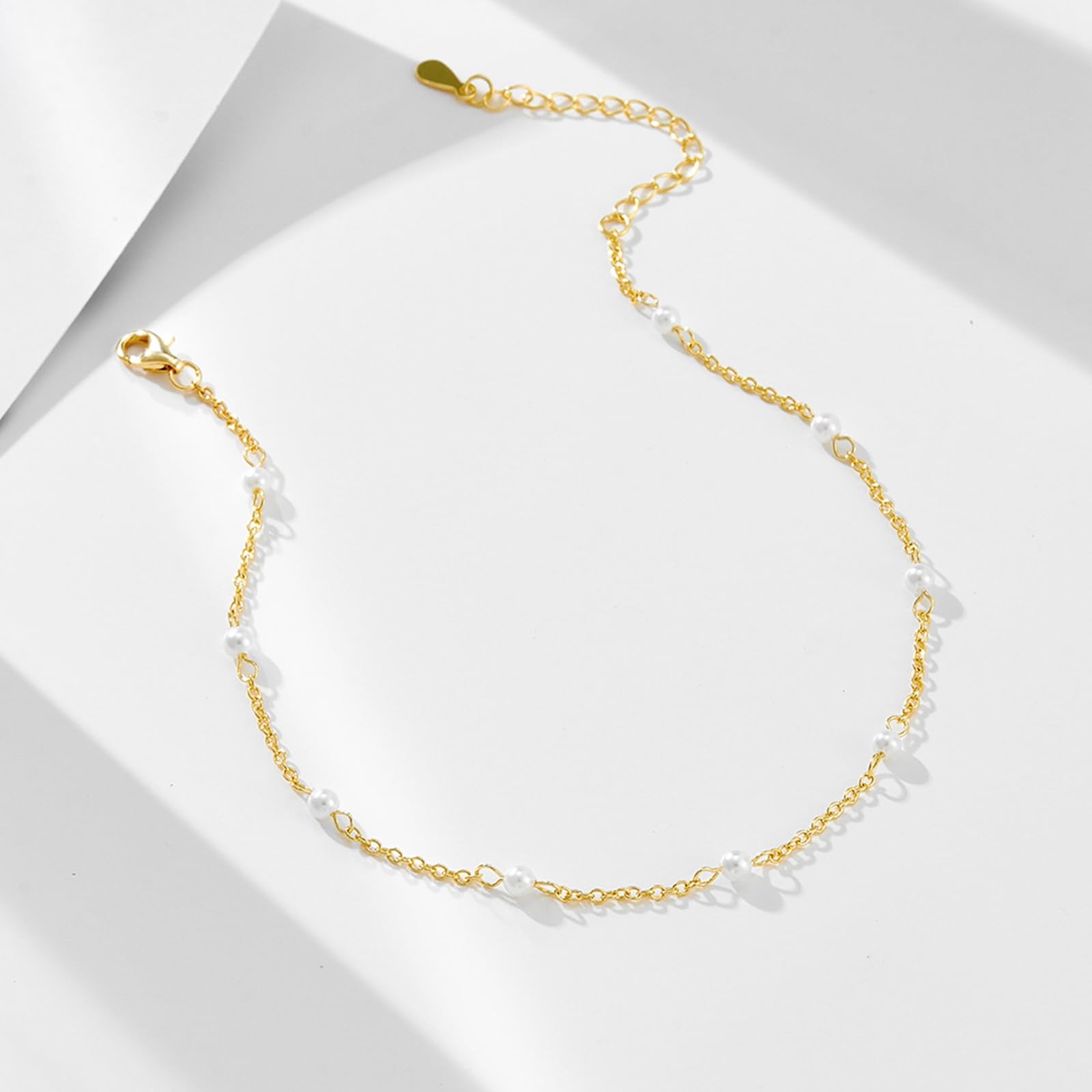 Tobillera de oro para mujer de 18 quilates, sin perlas de piedras preciosas, delicada para ella, oro amarillo de 9/14/18 quilates