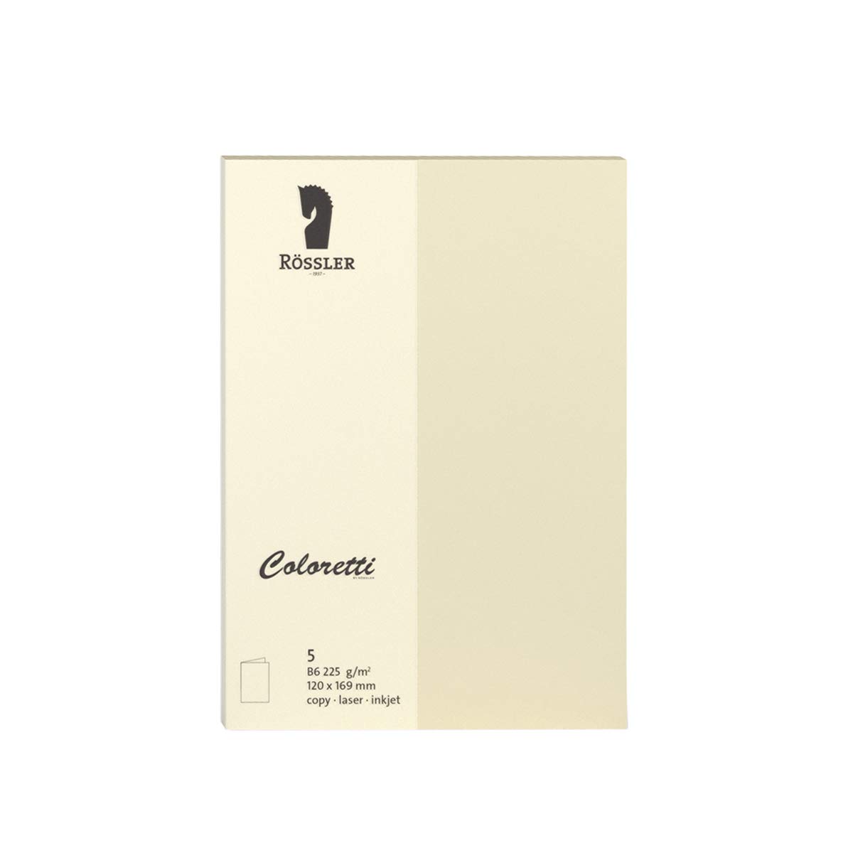 Coloretti Doppelkarte B6 - creme, 5 Stück, 220 g/m²