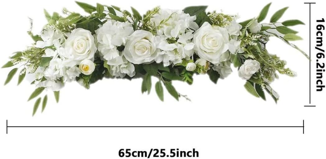 Artificial Flower Swag, Wedding Arch Flowers Artificial Flower Swag Silk Faux Rose Door Swag for Home Decor 65x16 Cm White
