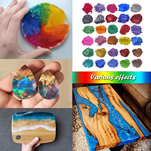 Pigmentos en polvo orgánico (24/30/52 colores) grado cosmético para hacer colorantes, tinte para baño Bath Colorant u0096 Tinte para hacer jabón, sombra de ojos, rubor, arte de uñas, joyería de resina