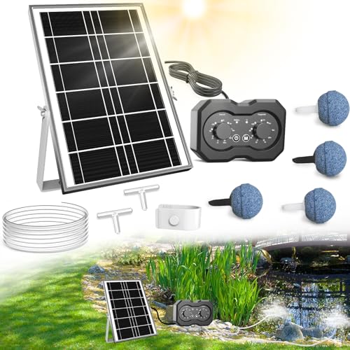 Pompe à air solaire oxygénateur pour étang, bouton de rotation simple amélioré, aérateur de bassin solaire, 2 modes de fonctionnement, aérateur solaire...