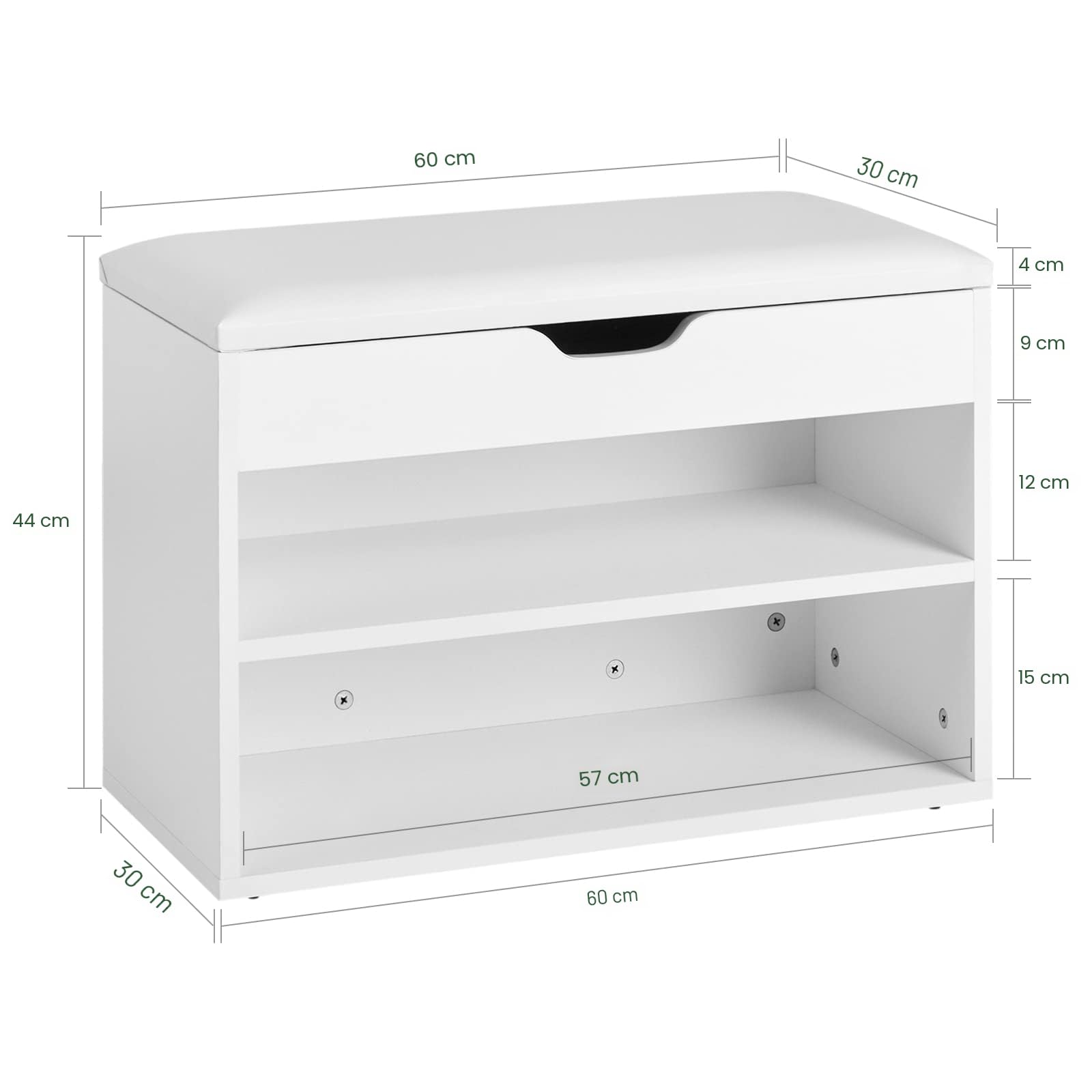 SoBuy Banc Chaussures avec Coussin 60x30x44cm pour entrée