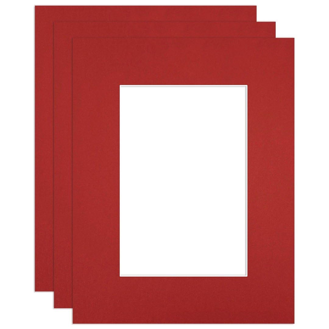 Procut Global 9x7" Crimson Picture Mounts to Fit 6x4" Aperture - Precision Cut Cardboard Photo Mount - Ideal for Frames, Prints, Artwork & Certificates - Sizes & Colours Available - 3 Pack