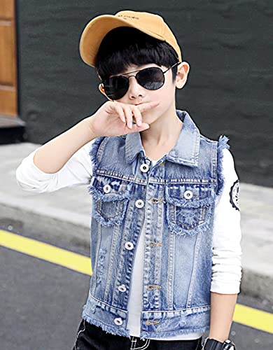 Image of NABER Kids Boys' Sleeveless Outerwear Denim Vest Age 4-13 Years | Boys denim vest