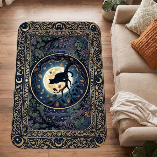 Alfombra de área para gatos en salón o dormitorio con diseño rústico de luna 5