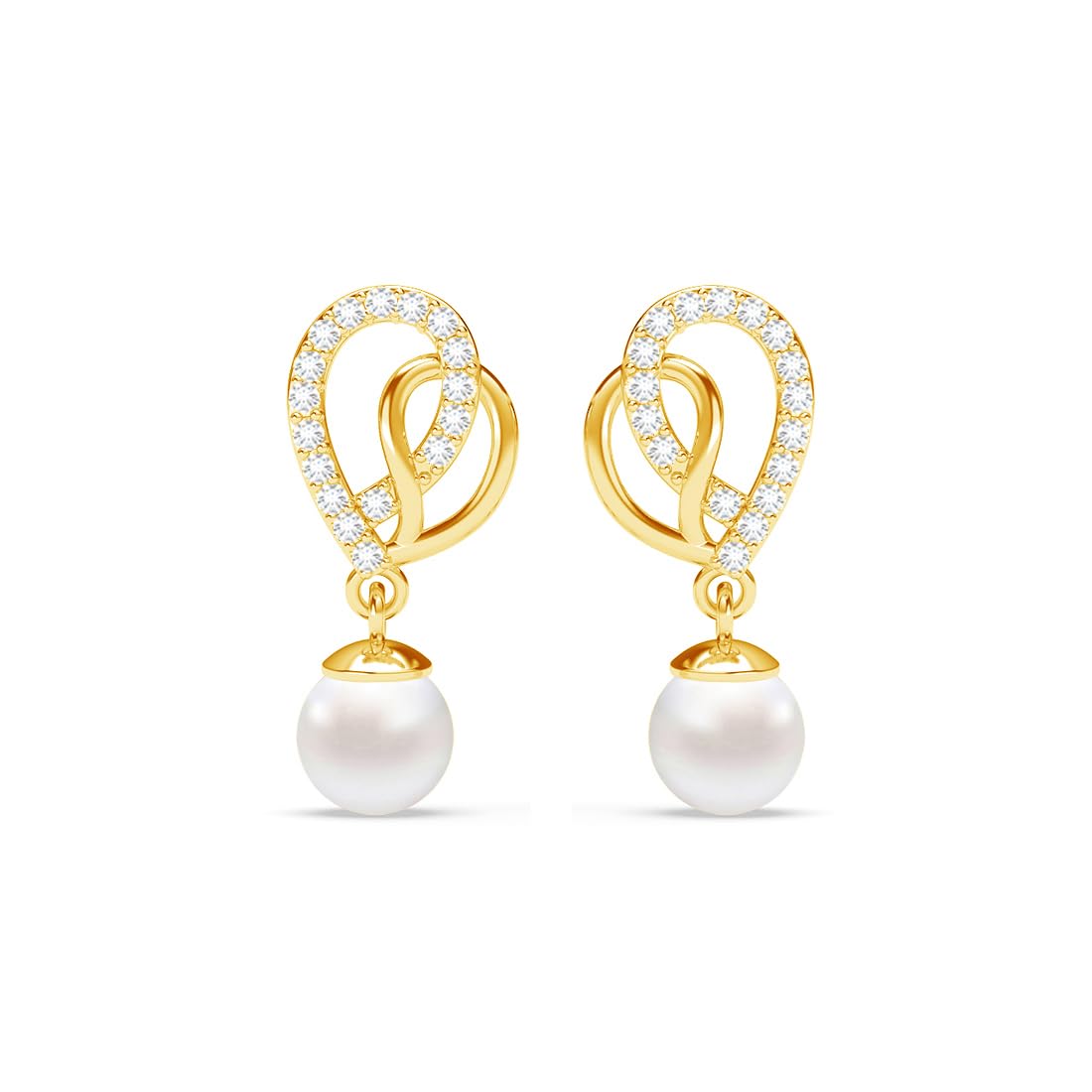 clara 925 Sterling Silver Zahab Pearl Interlocked Pendant Earrings Chain Necklace Jewellery Set | Gold Plated, Swiss Zirconia |Gift for Women and Girls-picture-29