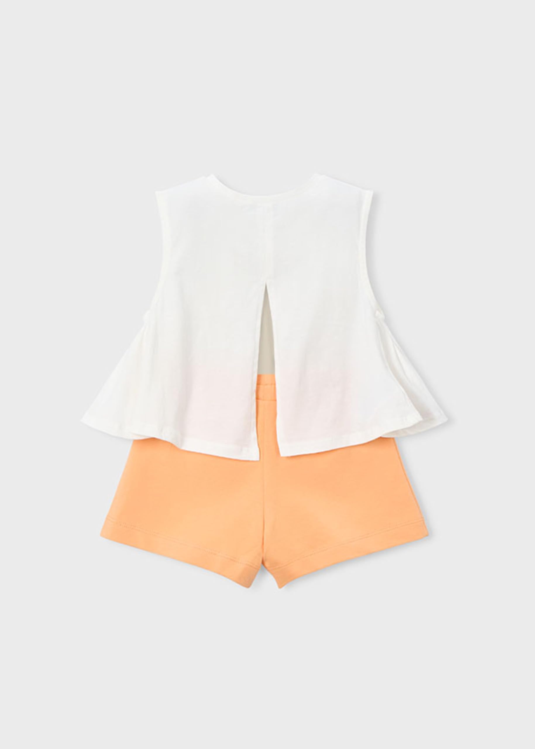 Mayoral Conjunto Niña Verano - Camiseta Blanca Sin Mangas con Estampado y Short – Ropa Infantil Cómoda y Fresca -Algodón