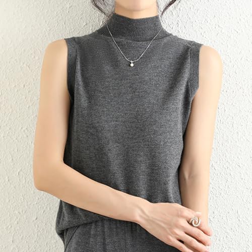 Women’s 100% Merino Wool Mock Neck Tops Sleeveless Turtleneck Tank Tops Pullover Knit Slim Fit Casual Sweater Vest2