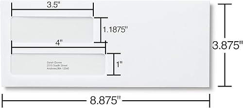 Miniatura 3 de Staples Sobres de cartas de negocios #9, doble ventana, teñido de seguridad, cierre autosellado, 8-78 x 3-78 pulgadas, paquete de 500, color blanco