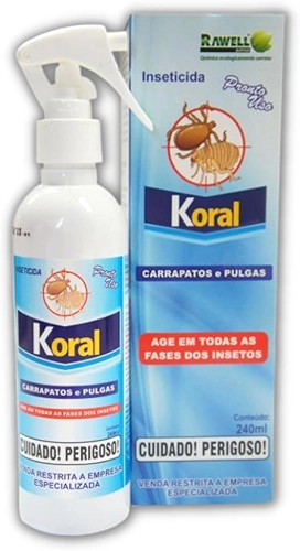 AntiPulgas Koral Carrapatos e Pulgas 240ml Sem Cheiro e Cor