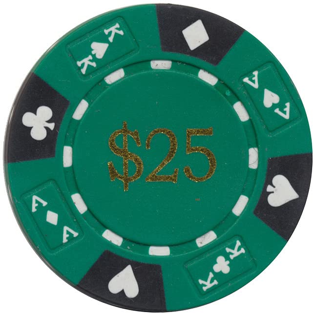 Poker Chips (25) $25 Ace King Denomination 14 g Clay Composite