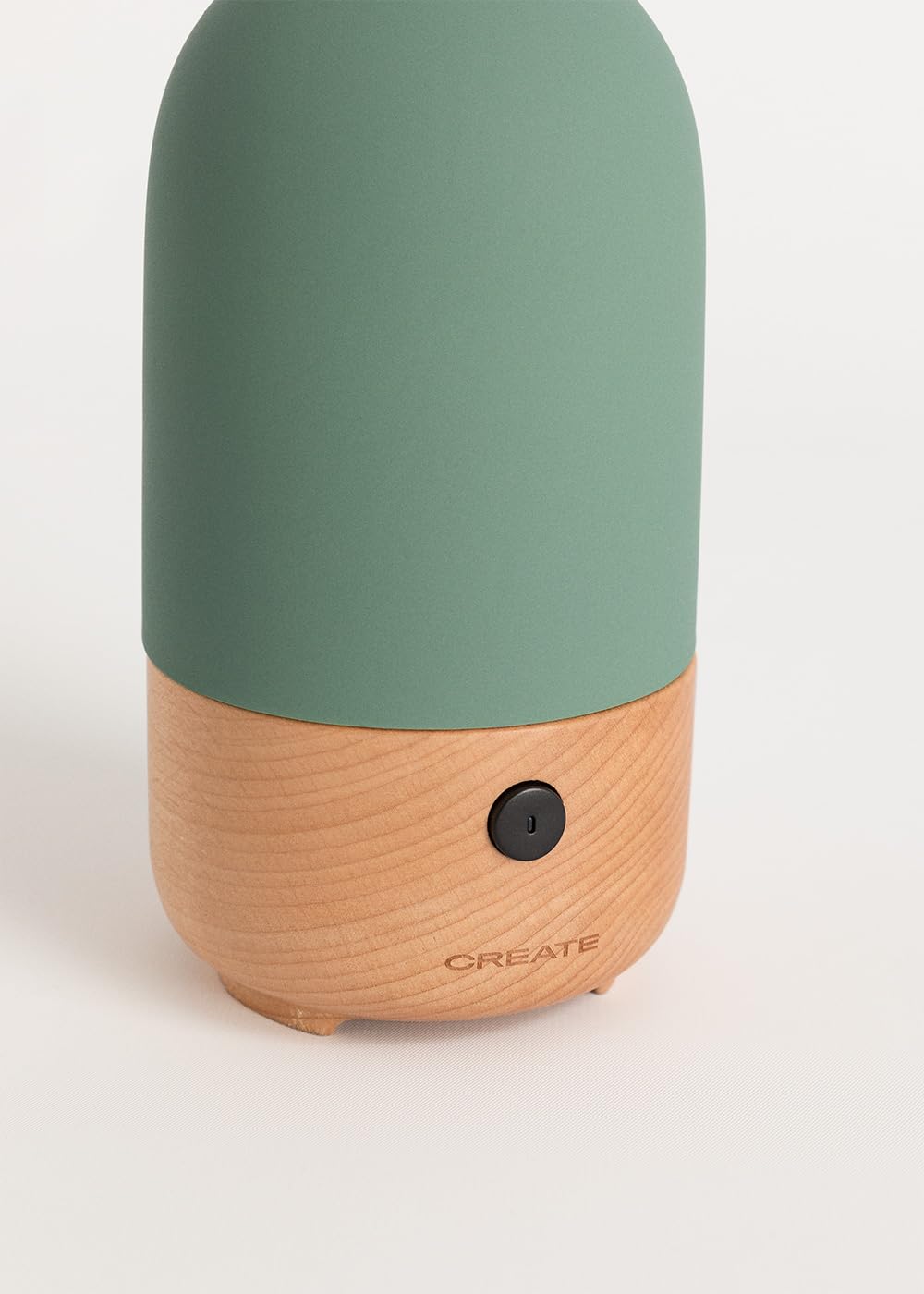 CREATE/AROMA CERAMIC/Diffuseur d'arômes et mini humidificateur avec lumière vert sauge/Réservoir 100 ml, pièces jusqu'à 20-35 m², 7 couleurs de lumières LED, fonction aromathérapie, 5 W