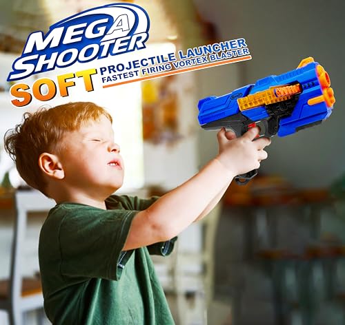 Image of VGRASSP Mega Shooter Manual Foam Blaster Toy Gun for Kids with 12 Foam Bullets and 12 Round Magazine - Indoor and Outdoor Long Range Airsoft Shooter - Color As Per Stock