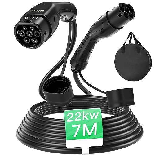 Mookis EV Charger Type 2 Charging Cable with Carry Bag, Type 2 EV Charging Cable Compatible with IEC62196-2 Electric Car 22KW | 32A | 3 Phase | 7 Meters