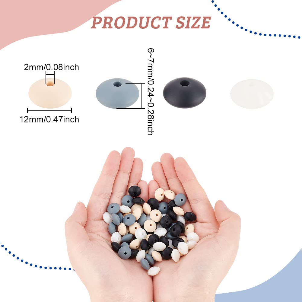 DICOSMETIC 80Pcs 4 Colors Abacus Beads Silicone Bulk Lentil Silicone Loose Beads 2mm Saucer Loose Spacer Beads Colorful Silicone Bead Loose Ball Beads for Keychain Jewelry Making - Image 2