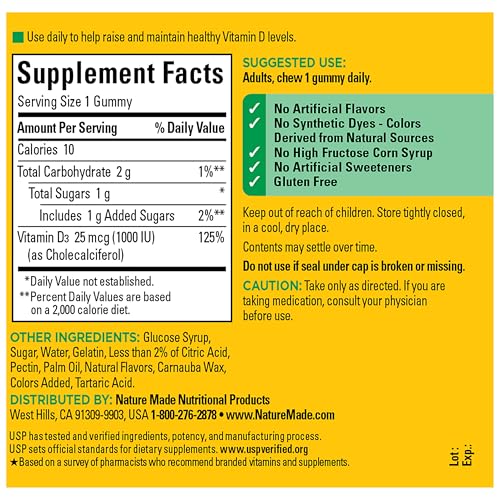 Nature Made Vitamin D3 1000 IU Gummies