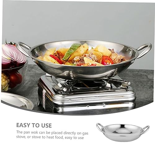 Wok de acero inoxidable con doble asa resistente al calor miniatura 7