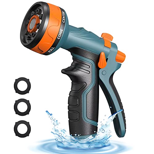 Hmil-U Upgrade Garden Hose Nozzle  Sprayer With Water Volume Control Valve, High Pressure Water Gun, 8 Adjustable Watering Patterns Suitable For Watering Plants Washing Cars And Showering Pets #TOP14