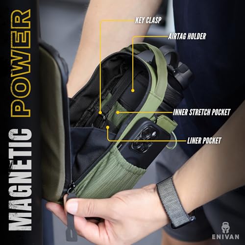 Magnetic Gym Bag for Men and Women – Water Bottle Holder, Magnetic Attachment, Phone & Key Pocket, Crossbody Pouch – Compact Workout Bag for Travel, Sports, Work, Fitness 5