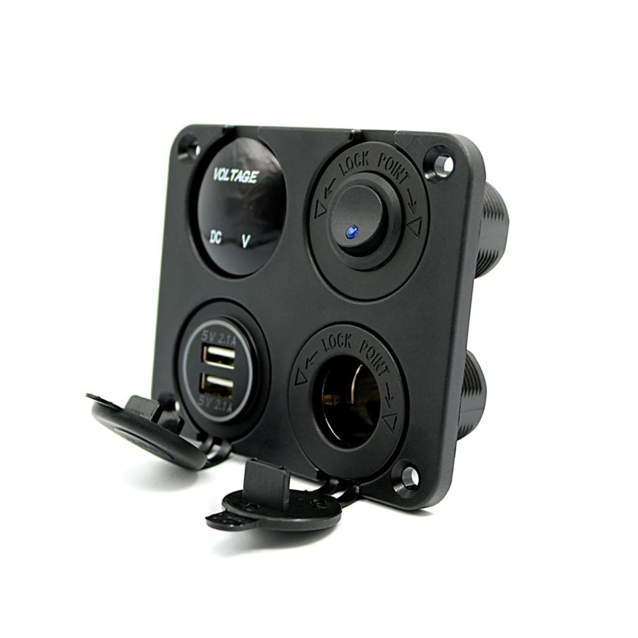 jojofuny 3piezas Cargador Usb Doble Medidor De Voltaje Led Verde y Panel Para Coche y Barco Fácil De Instalar y Duradero