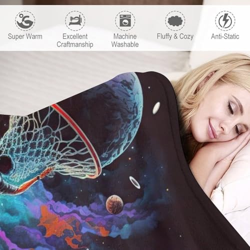 Couverture polaire basket-ball en flannel douce pour lit et canape 150x200cm - 4