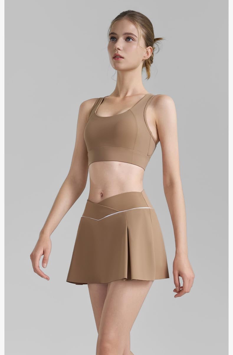 Women's Summer Short Skirt Fake 2-Piece Yoga Patchwork Sports Short Skirt