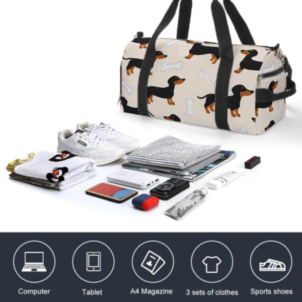 Fashion Overnight Luggage bag Travel Weekender Duffle Bag Sport Beach Yoga bag Compatible with Wiener Dog Doxie Dachshund Weiner Dog Pet Dogs4