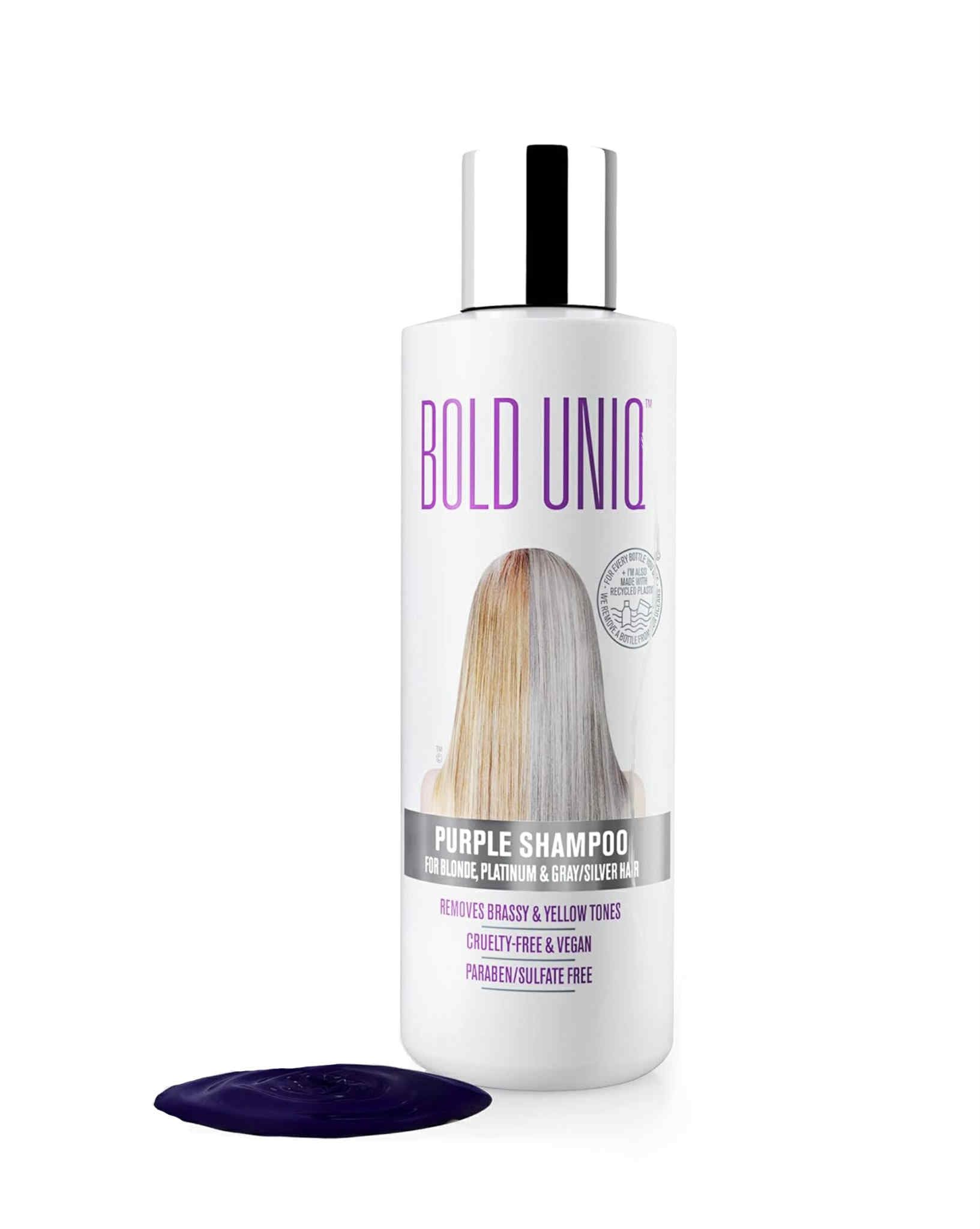 Bold Uniq Purple Shampoo for Blonde Hair - Toning Shampoo for Blonde, Platinum, Bleached, Grey, Ash, and Silver Hair - Eliminates Brassy, Yellow Tones - Vegan, Paraben & Sulphate Free - 237 ml/8 Fl Oz