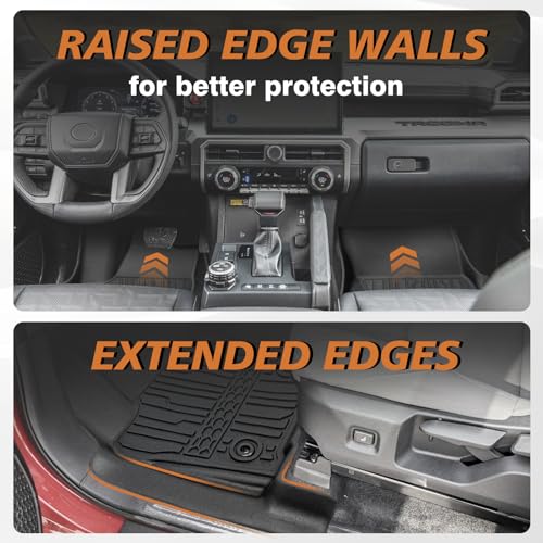 Image of TripleAliners Truck Mat Compatible with 2024-2026 Tacoma Double Cab Auto Trans Accessories, Floor Mats Heavy Duty Custom Fit All Weather Protection TPE Pickup Liner, Not for Hybrid /Manual