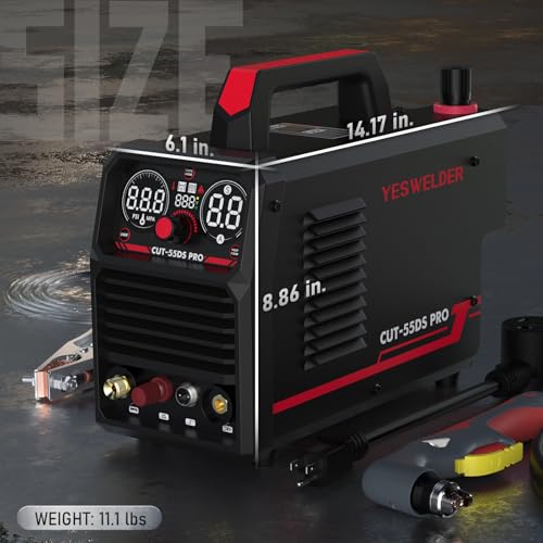 Image of YESWELDER 55 Amp Plasma Cutter Non-High Frequency, Large LED Digital Display Non-Touch Pilot Arc, Digital DC Inverter 110 /220V Dual Voltage Plasma Cutting Machine CUT-55DS PRO