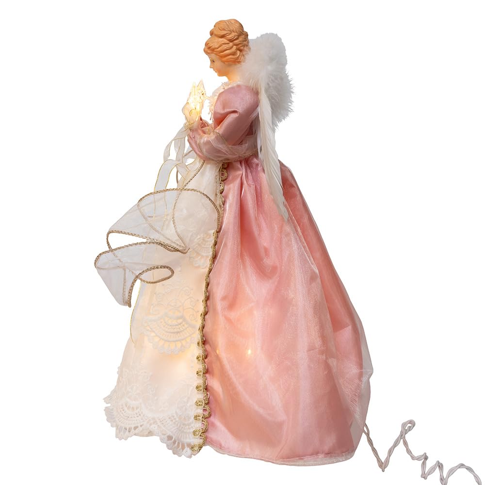 Kurt Adler Cimier d'ange UL 10 lumières Rose et Ivoire 35,6 cm