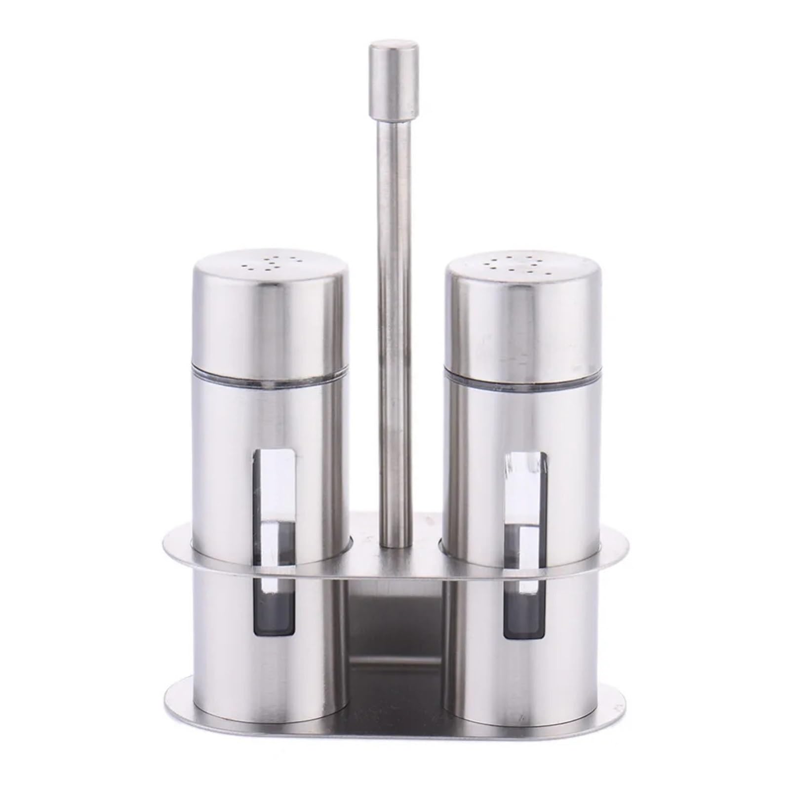 Gewürzbehälter aus Edelstahl Edelstahl-Salz- und Pfefferstreuer-Set, geruchsfreies Gewürz mit Ständer, Gewürzbox, Kochgewürzflasche, Küchenutensilien(B)