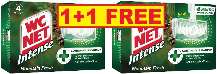 WC NET Toilet Blocks, Intense Mountain Fresh, Pack of 2 (8 Pieces)