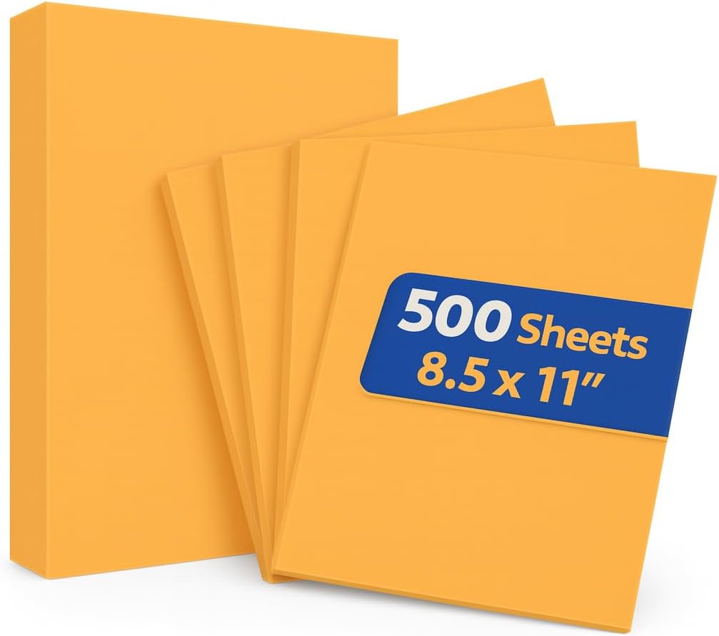 1InTheOffice Colored Copy Paper, Printer Paper, 20 lbs., 8.5" x 11", Goldenrod Pastel, 500 Pack
