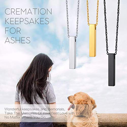 Richsteel Black Bar Urn Pendant Necklace For Ashes Cremation Jewelry With 18 Inch Rolo Chain Memorial Gift Waterproof #TOP1