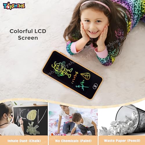 Image of Toyshine 2 in 1 Digital LCD Writing Pad Children Doodle Board with Pencil Box for Kids 3-10 Years Old Boys /Girls Gifts Education Learning Toy, Yellow