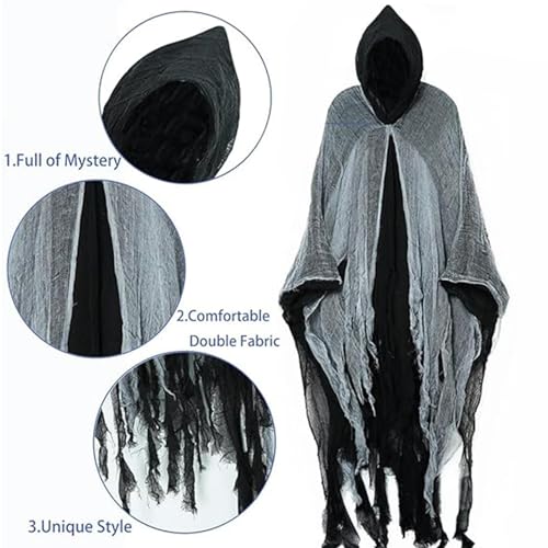 Cape aterradora con capucha cómoda que no da calor para cosplay 6