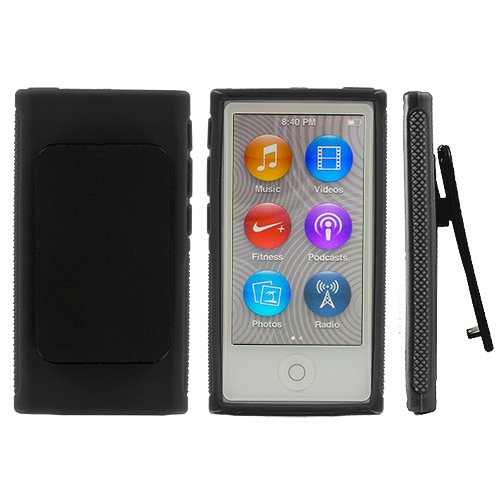 Aniceseller(Tm) Color Tpu Rubber Skin Case Cover With Belt Clip For Ipod Nano 7Th Gen 7 7G (Black) #TOP19