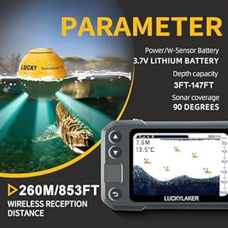 LUCKY Kayak Portable Fish Finder Transducer Wireless Sonar Fish Finders Boat Rechargeable Handheld Fish Depth Finder Fishing MT-202