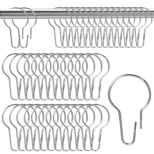 Huybaa 40 Piezas Anillas para Cortinas de Ducha, Ganchos Cortinas, Argollas para Cortinas, Anillas Cortina Ducha, Aros de Cortina de Ducha de Acero Inoxidable para Barra de Ducha, Baños, Ventanas