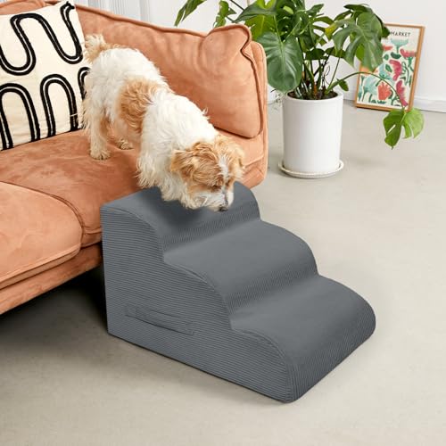 Dog Stairs for Small Dogs and Cats, 20" H 4 Steps Dog Ramp for High Beds, Couch, Sofa, Waterproof Pet Stairs with Removable Washable Cover, Non-Slip Sturdy Pet Steps - Image 3