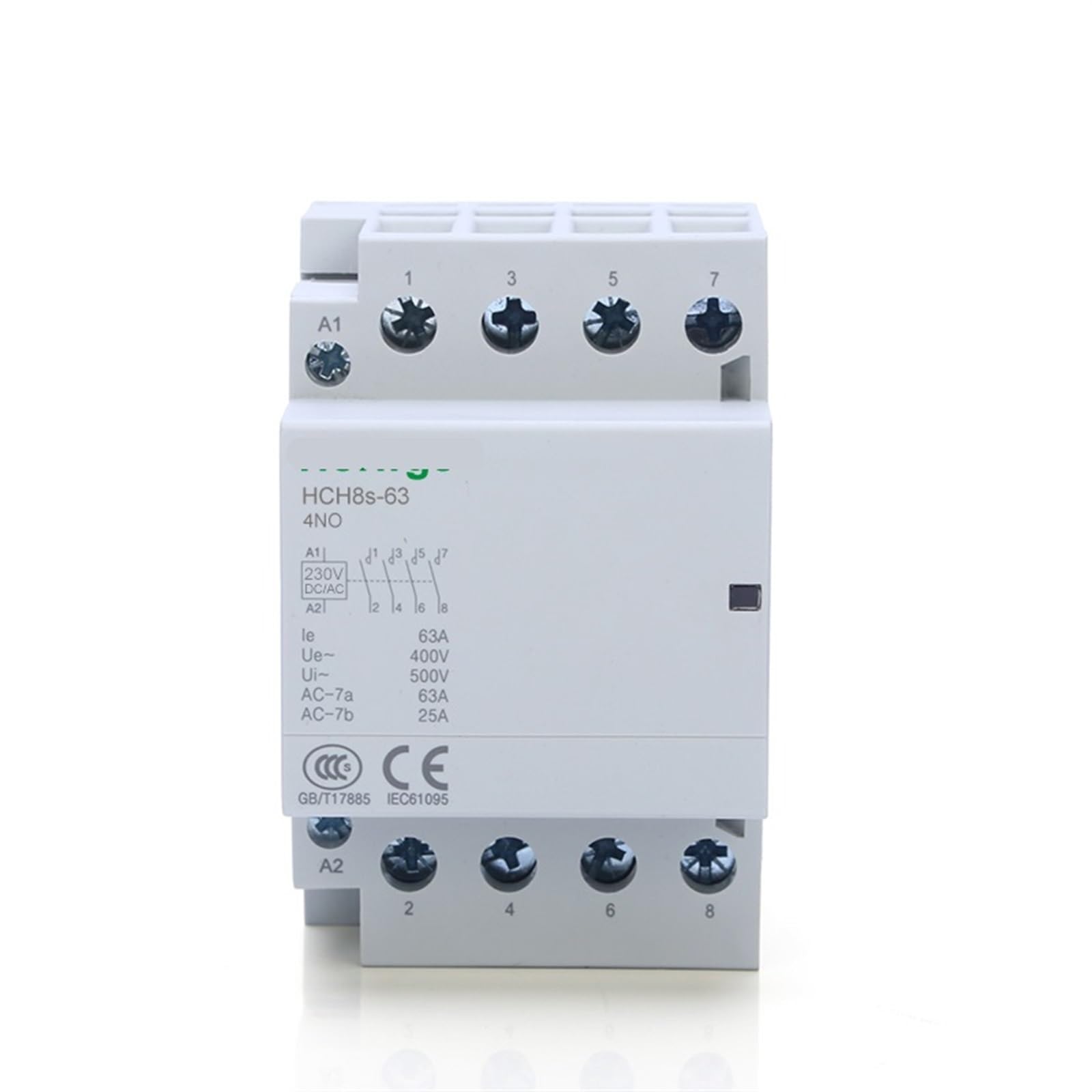 HUUOQIWY HCH8s-63 DC24V Contactor DC230V Coil AC230V 63A 4NO Automatic Modular Contactor 1Pcs(63A 4NC DC AC24V)