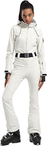 Miniatura 4 de GSOU SNOW Trajes de esquí de una pieza para mujer, para snowboard, a la moda, impermeable, resistente al viento, traje de nieve para deportes al