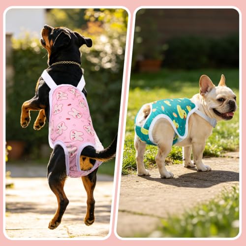 Image of Jollywoods 3 Pack Washable Female Dog Diapers with Adjustable Suspender | French Bulldog Period Panties, Escape Proof Dog Underwear Female, Super Absorbent Leakproof for Dog in Heat Cycle L