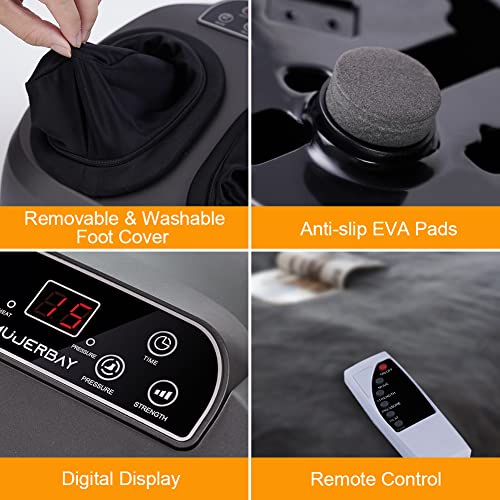 Mujerbay Foot Massager With Heat, Shiatsu Feet Massager Machine Air Compression,Remote Control, For Relieve Foot Pain, Nice Gift… (Black) #TOP5