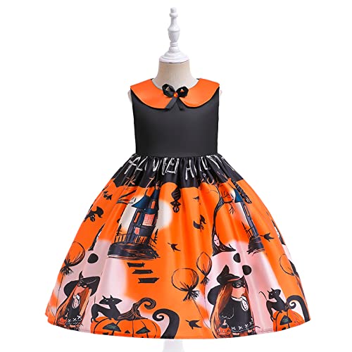 Eoailr Roupa de Halloween para bebês meninas com desenho animado vestido de festa princesa vestido f