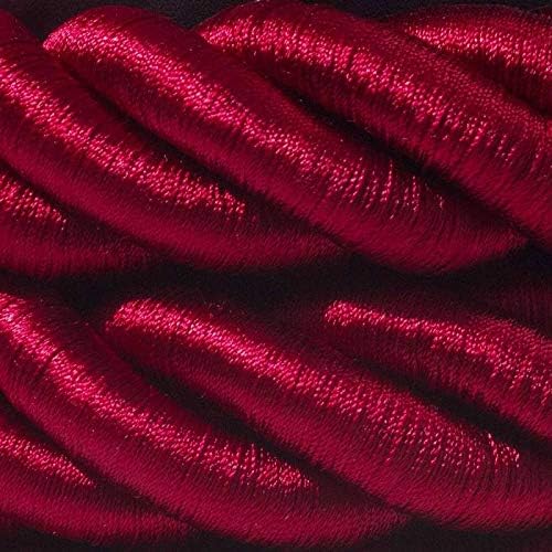 3XL Rope electrical wire 18/3 AWG wire inside. Shiny Dark Bordeaux Fabric. 30mm.