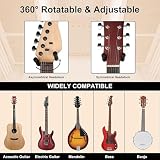 Wieszak do Montażu na ścianie z Litego Drewna i Metalu do Gitary Basowej Wieszak na gitarę z 5 Kostkami do Ukulele (2PCS)