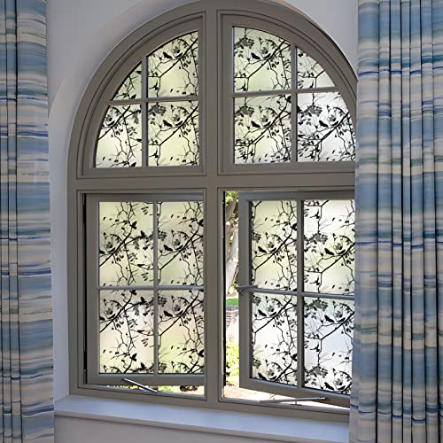 Dktie Glass Wall Art Frosted Privacy Frost Home Bedroom Bathroom Glass Window Film Sticker Day And Night Privacy Window Film Static Cling (212, 17.7" X 78.7") #TOP3
